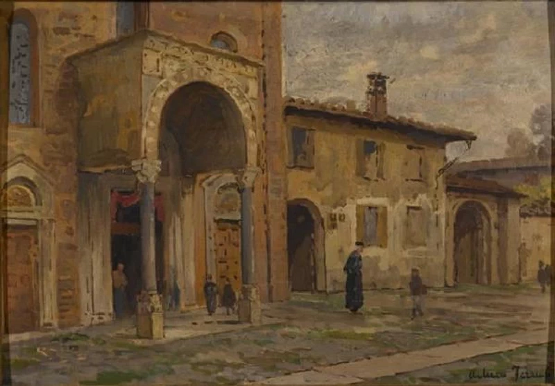 Chiesa e via di San Calimero, 1890 - Civiche Raccolte Storiche. Museo di Milano